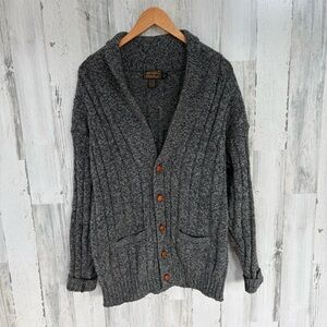 Eddie Bauer Men’s Size Large Wool Blend Button Down Cardigan Sweater In Grays